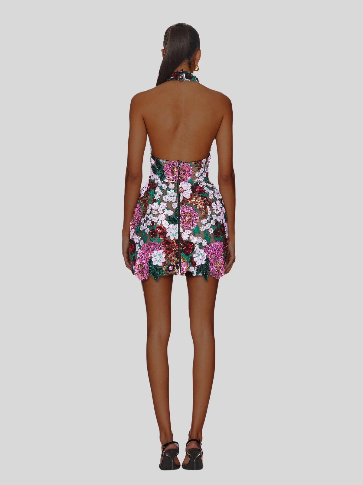 Faylen Halterneck Embroidered Sequin Mini Dress