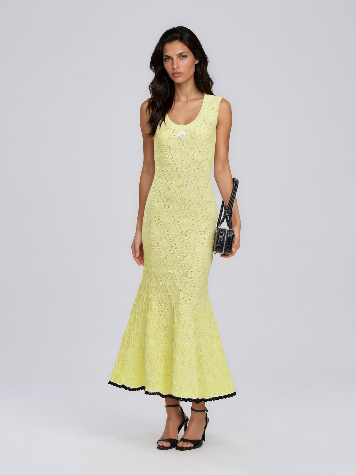 Fayric U Neck Rhombus Maxi Dress