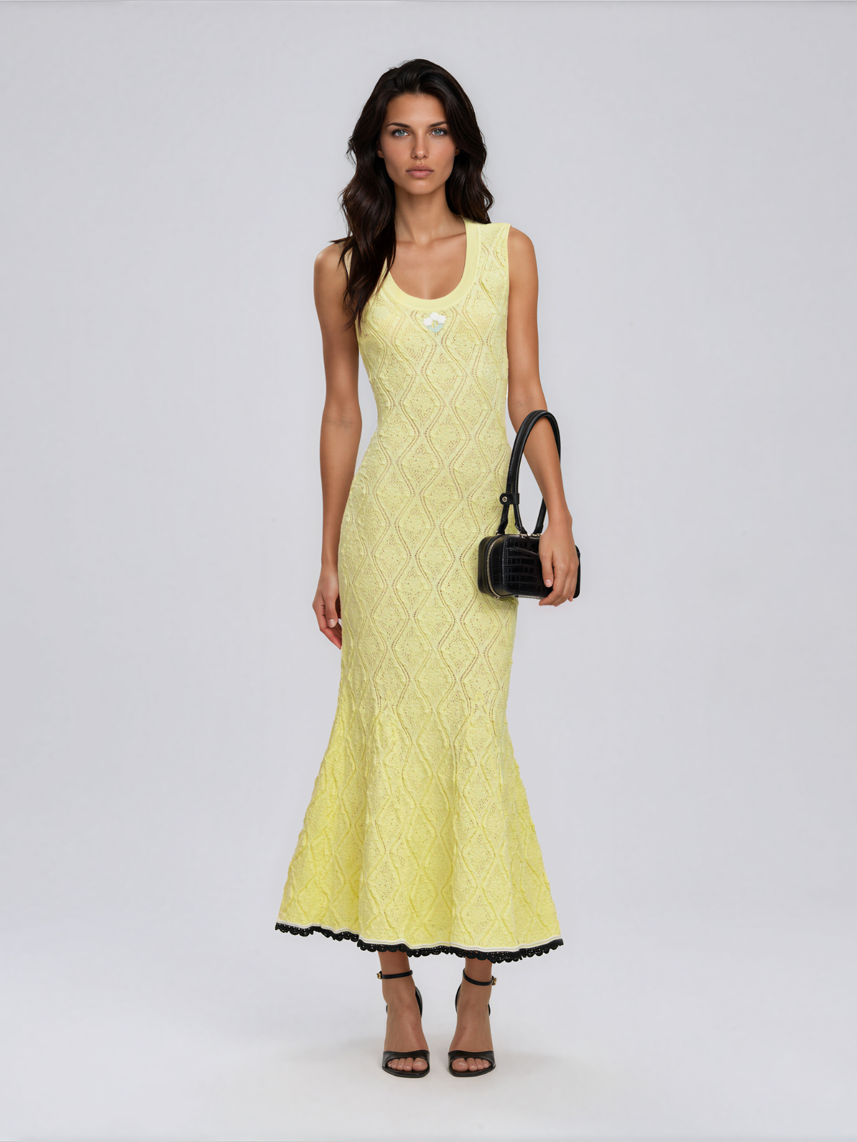 Fayric U Neck Rhombus Maxi Dress