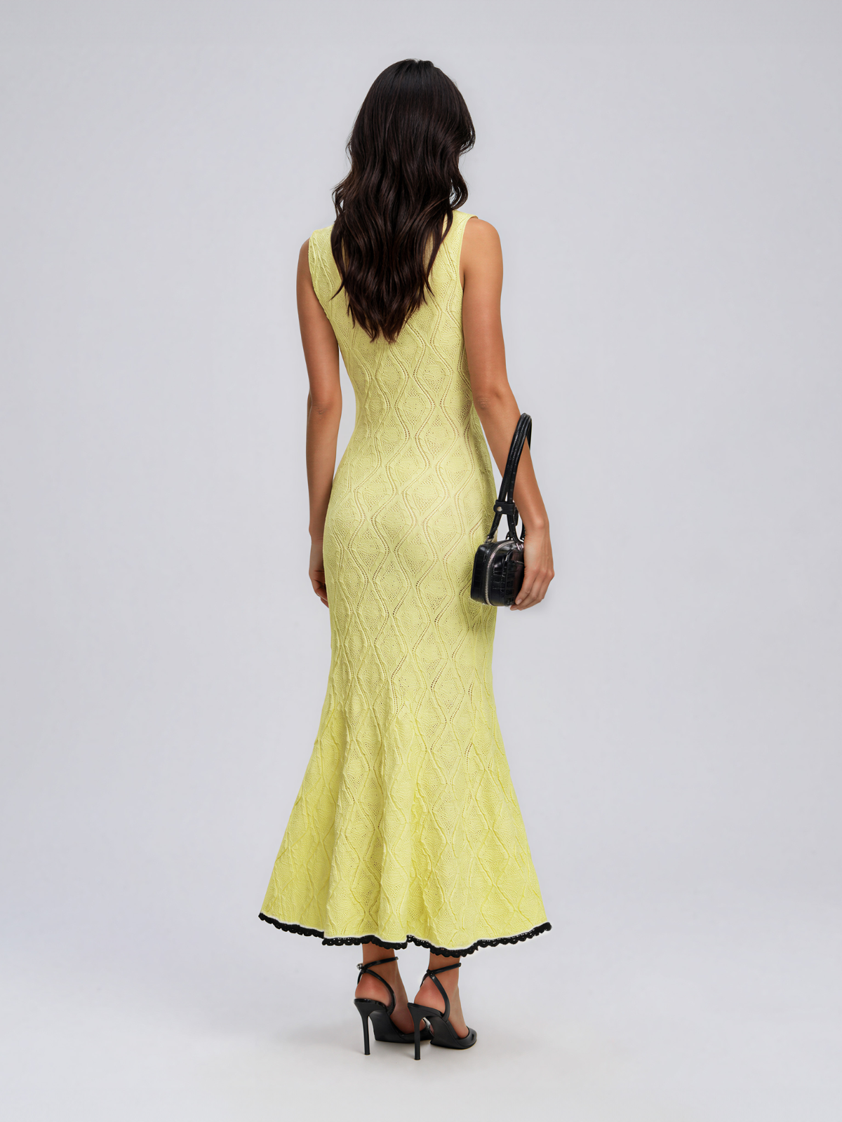 Fayric U Neck Rhombus Maxi Dress