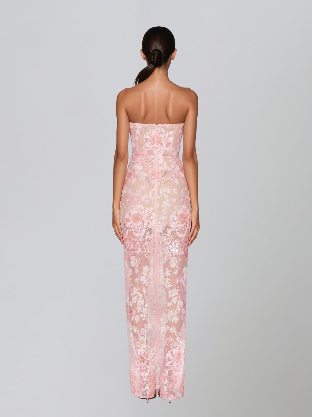 Fayvin Strapless Flower Sequin Maxi Dress