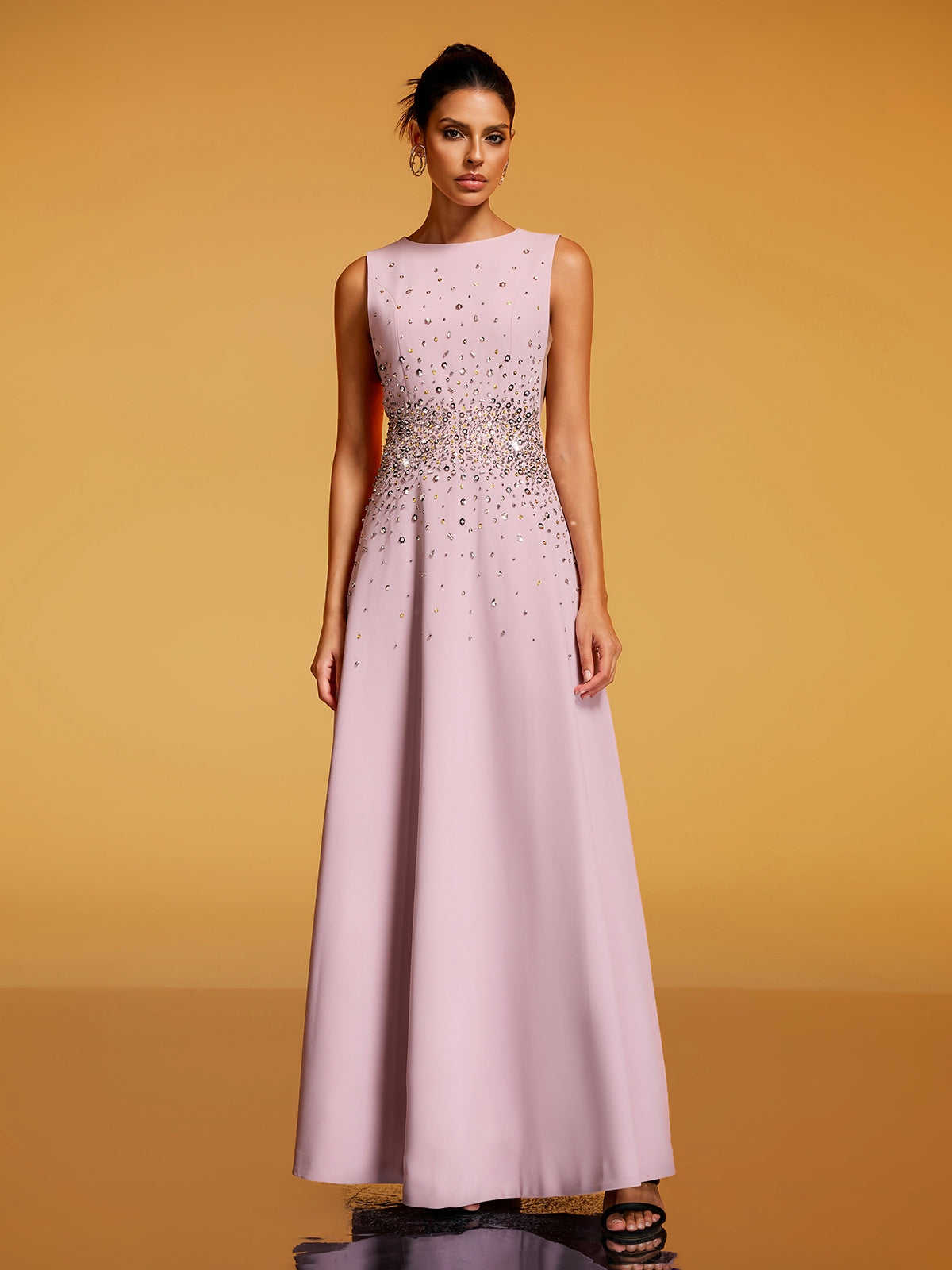 Felan Sleeveless Rhinestone Maxi Dress