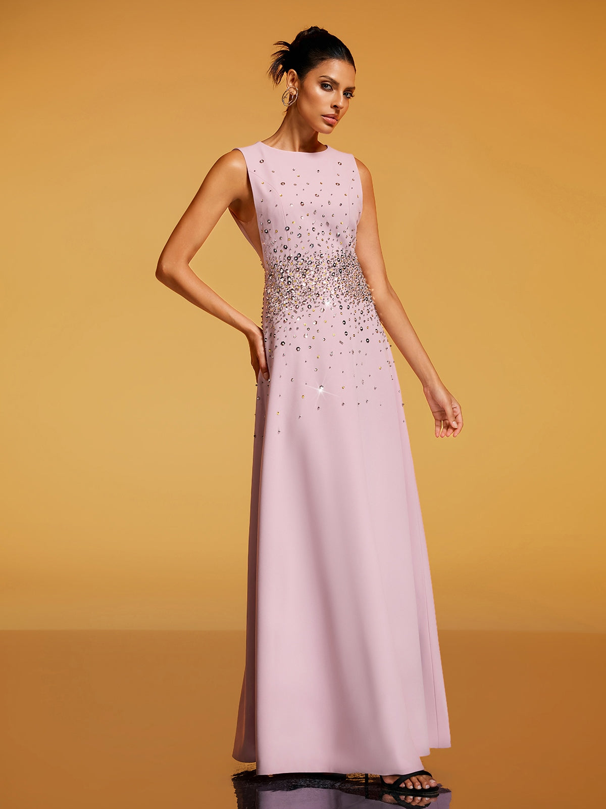 Felan Sleeveless Rhinestone Maxi Dress