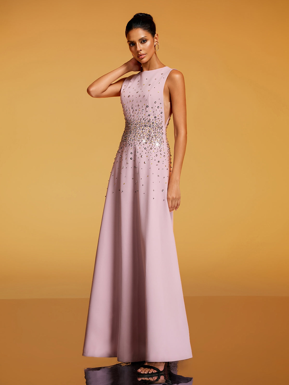 Felan Sleeveless Rhinestone Maxi Dress