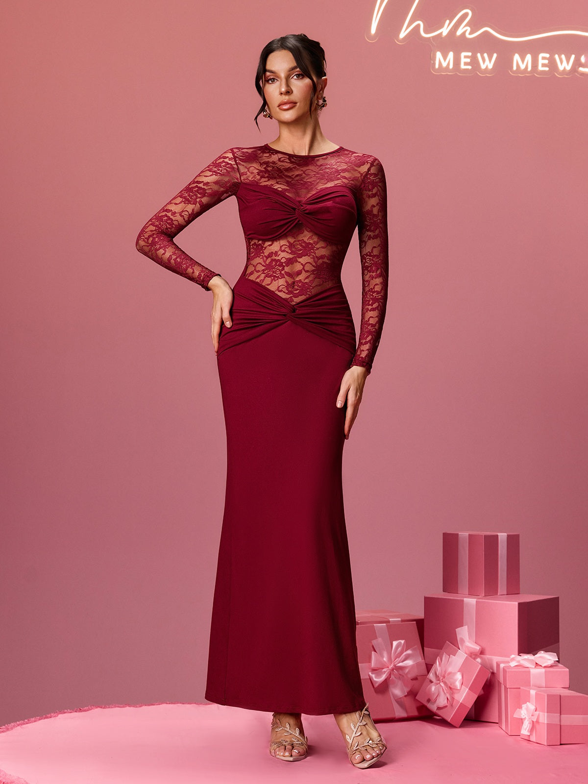 Feria Long Sleeve Lace Maxi Dress
