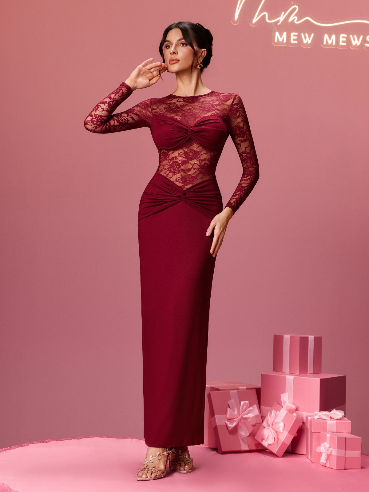 Feria Long Sleeve Lace Maxi Dress