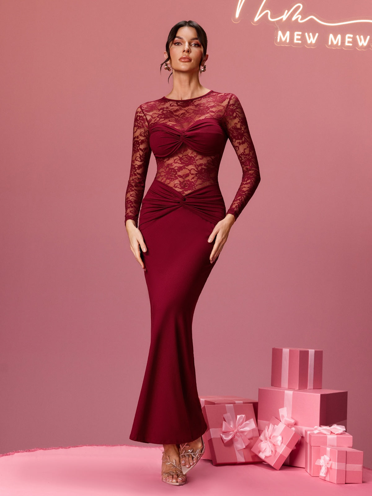 Feria Long Sleeve Lace Maxi Dress