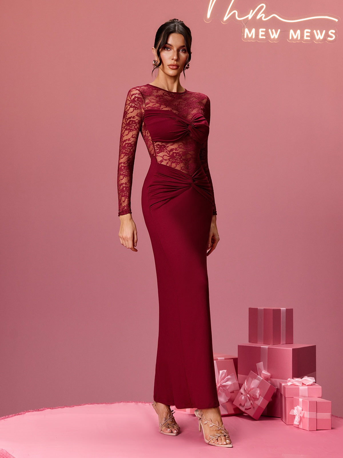 Feria Long Sleeve Lace Maxi Dress