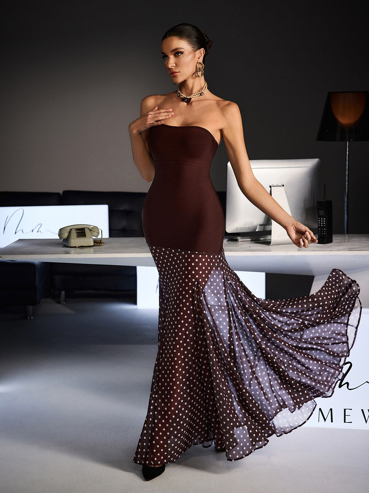 Fermintxo Strapless Bandage Dot Maxi Dress