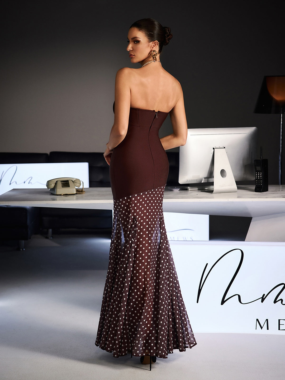 Fermintxo Strapless Bandage Dot Maxi Dress