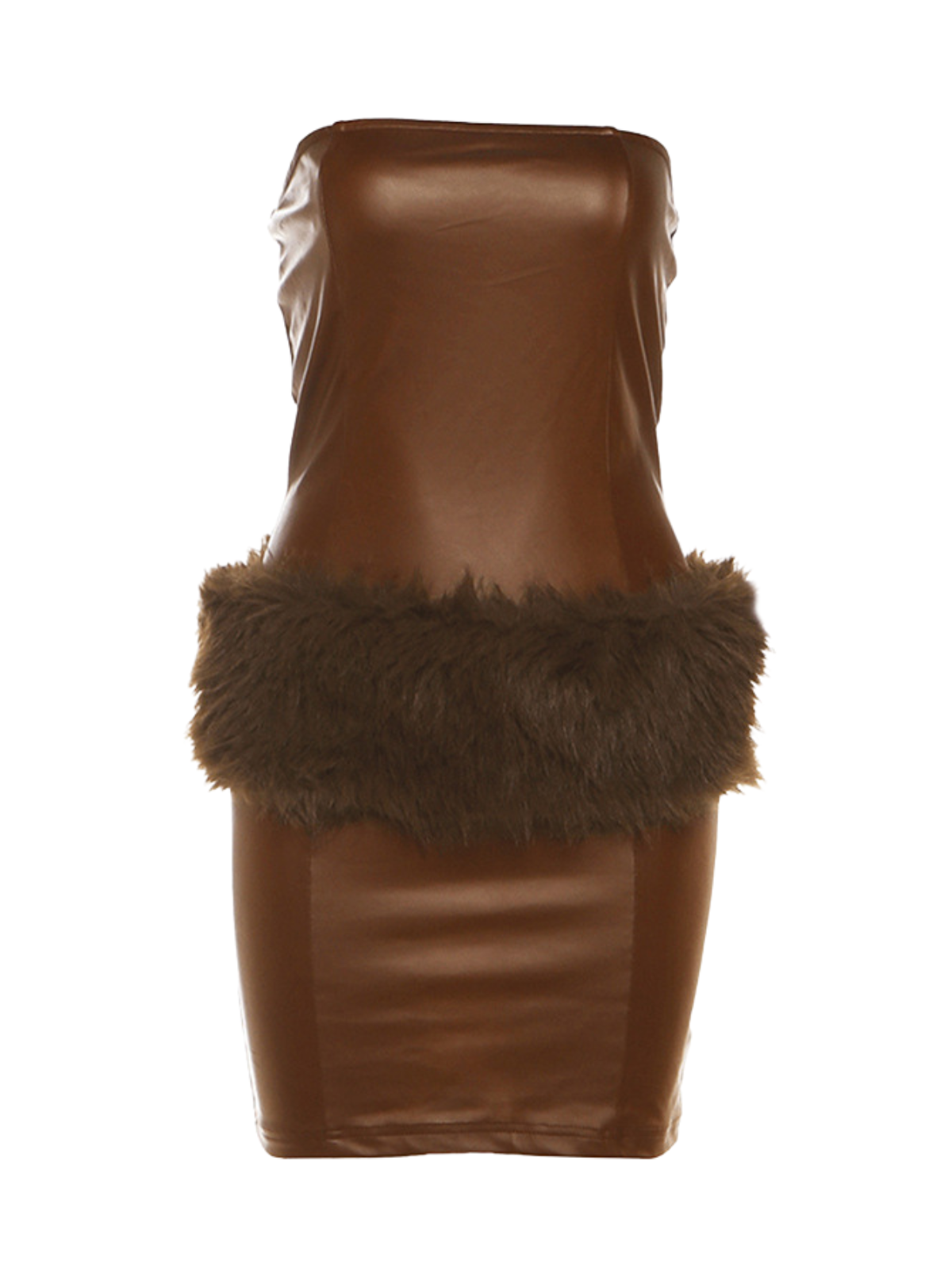 Fernand Strapless Leather Faux Fur Mini Dress