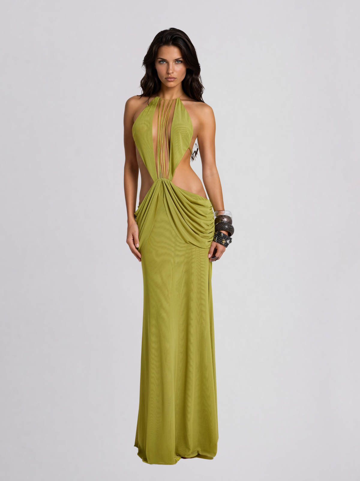 Fervik Backless Draped Maxi Dress