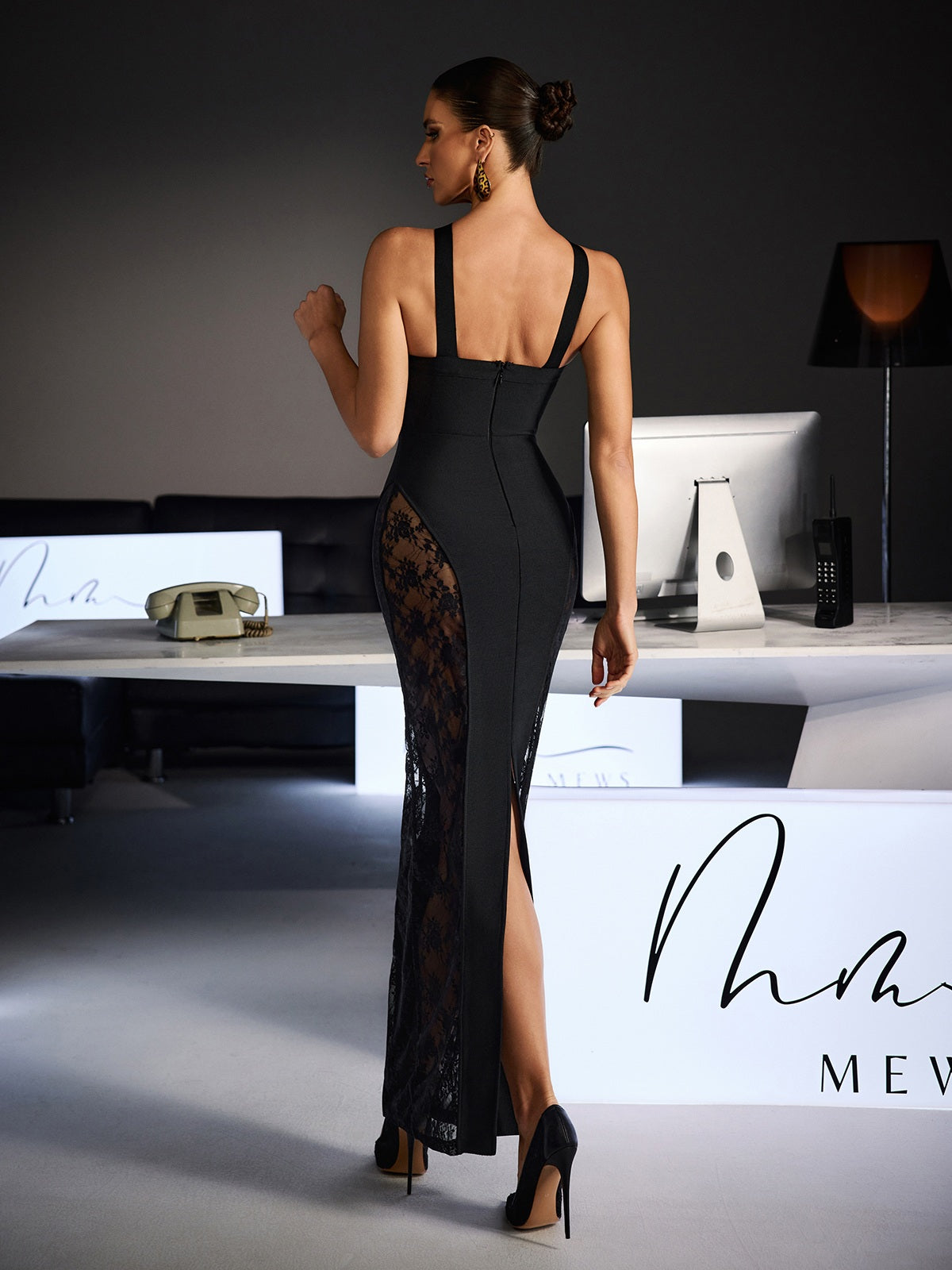 Fevronia Halterneck Lace Bandage Maxi Dress