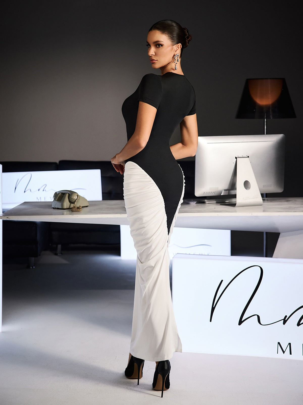 Fidelia Short Sleeve Cutout Ruched Maxi Dress