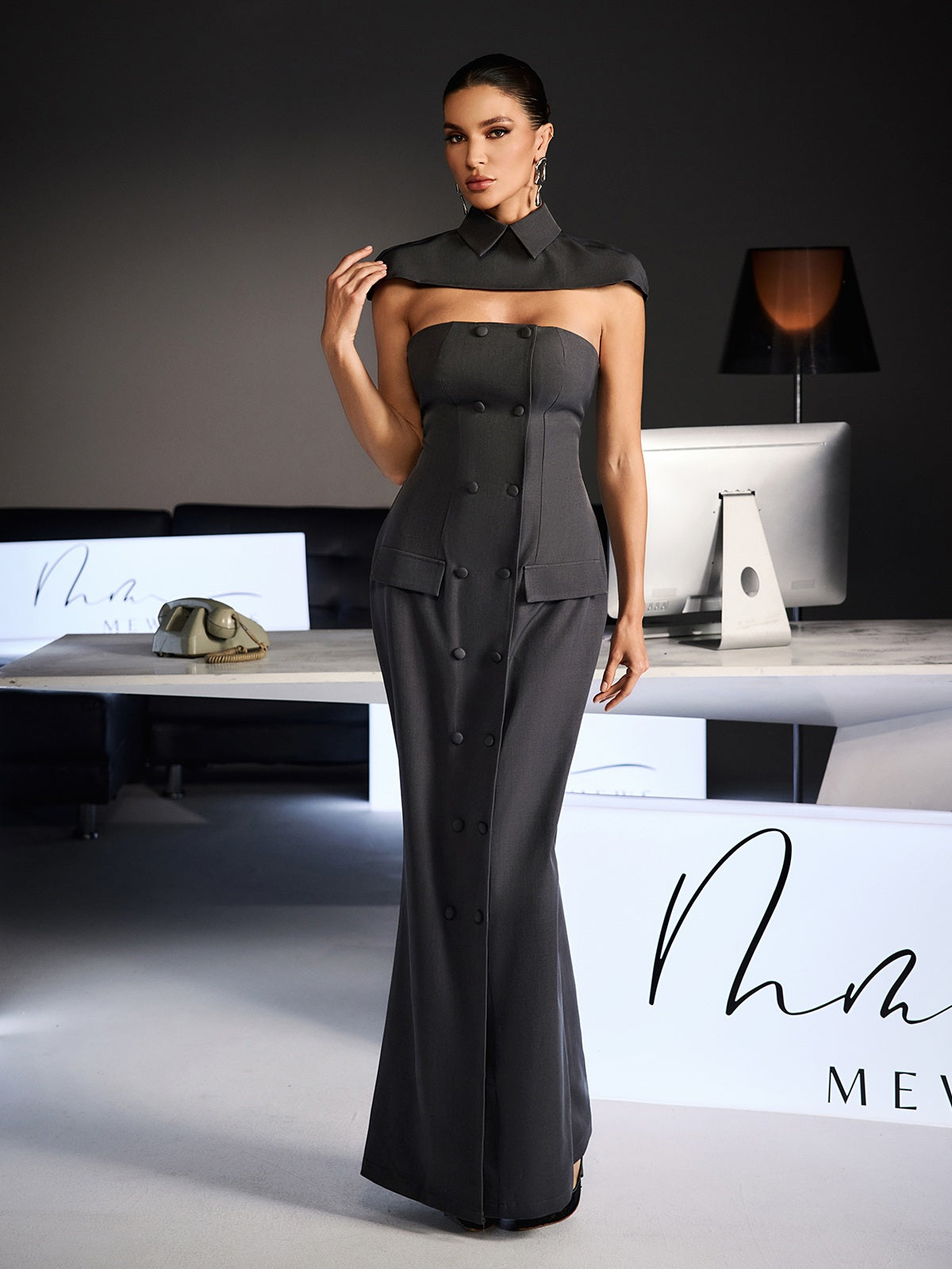 Fido Strapless Double Breasted Dress Set