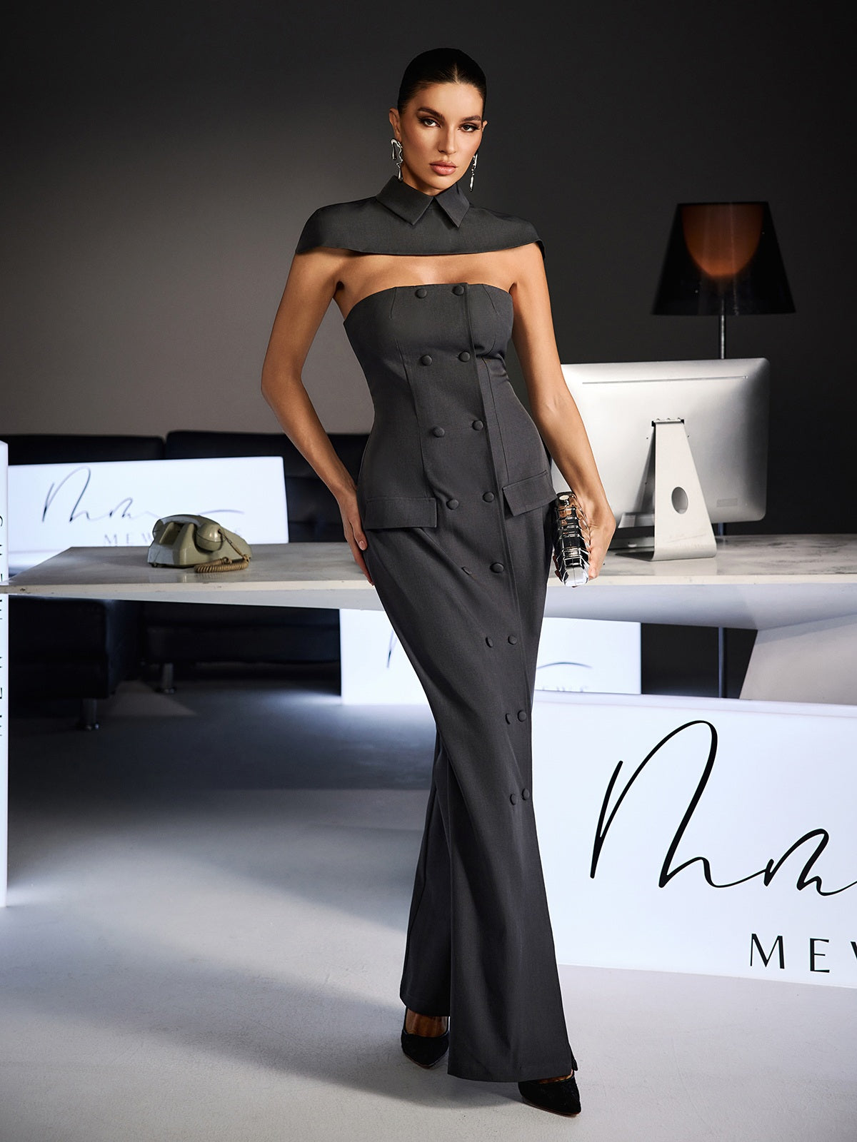 Fido Strapless Double Breasted Dress Set