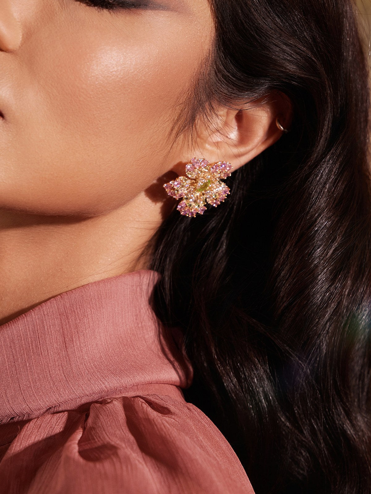 Filbert Flower Rhinestone Earrings