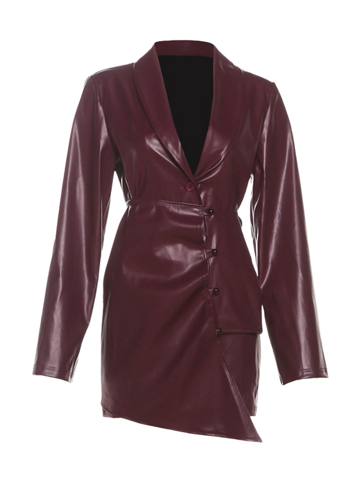 Filipina V Neck Button Leather Skirt Set