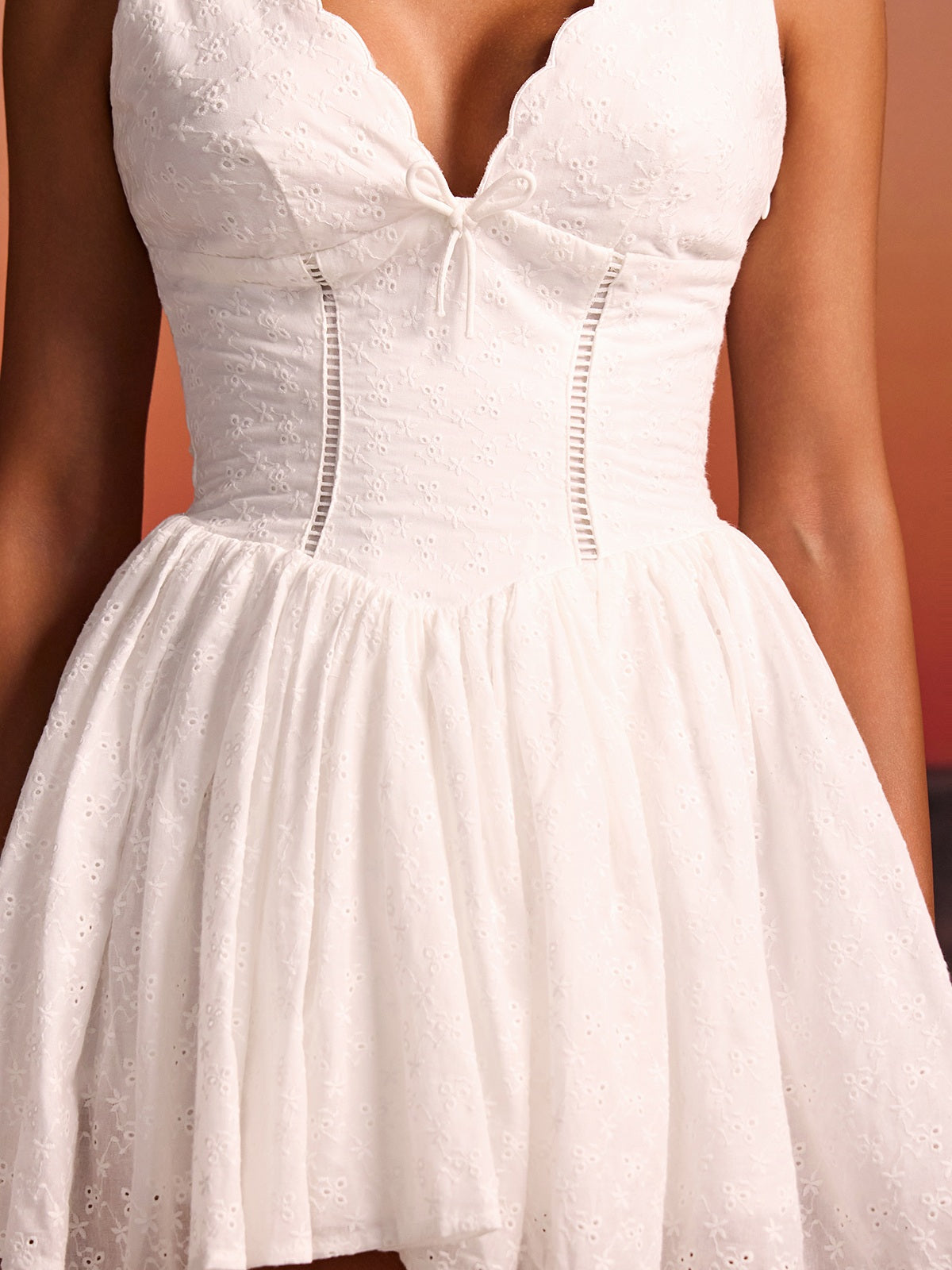 Firoth V Neck Floral Mini Dress In White