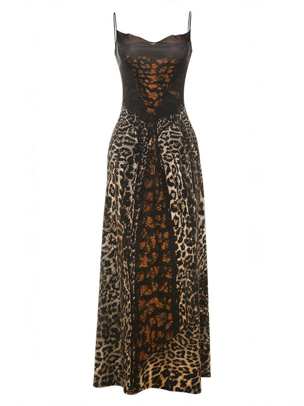 Flannery Spaghetti Leopard Lace Up Maxi Dress
