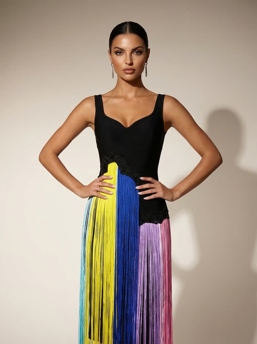 Flavianus Sleeveless Fringe Midi Dress