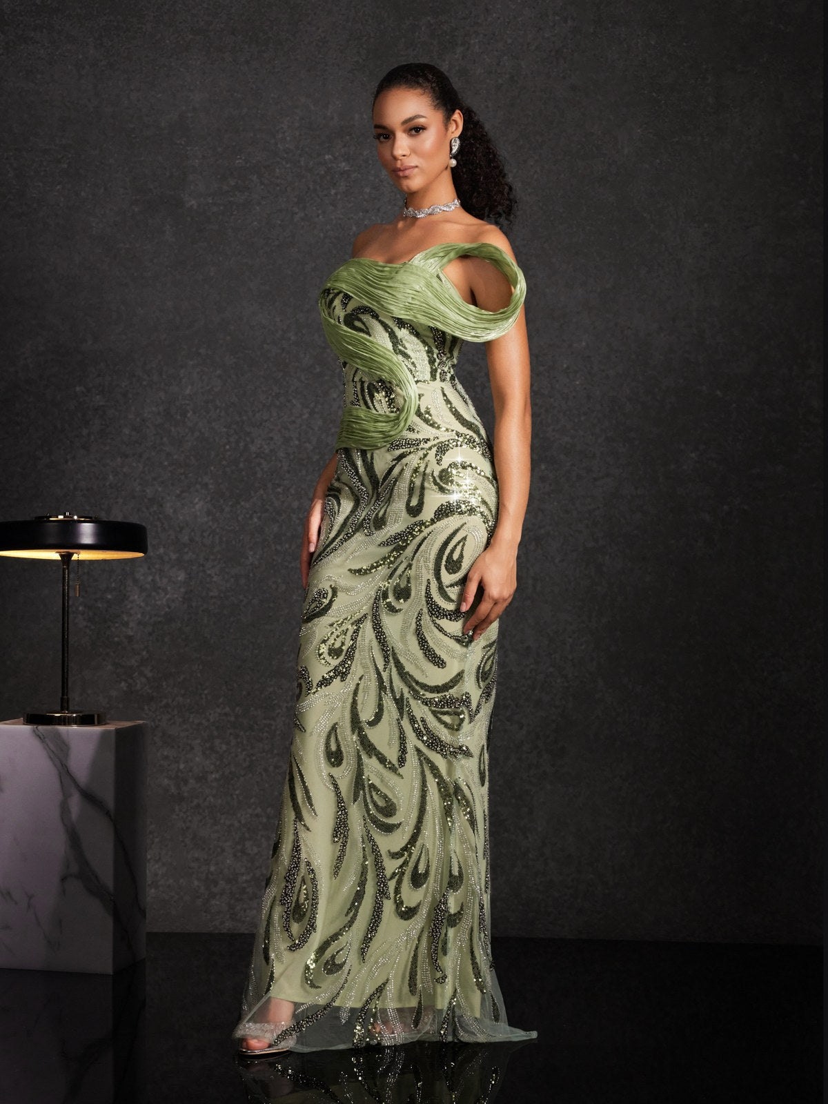 Flick Strapless Rhinestone Maxi Dress