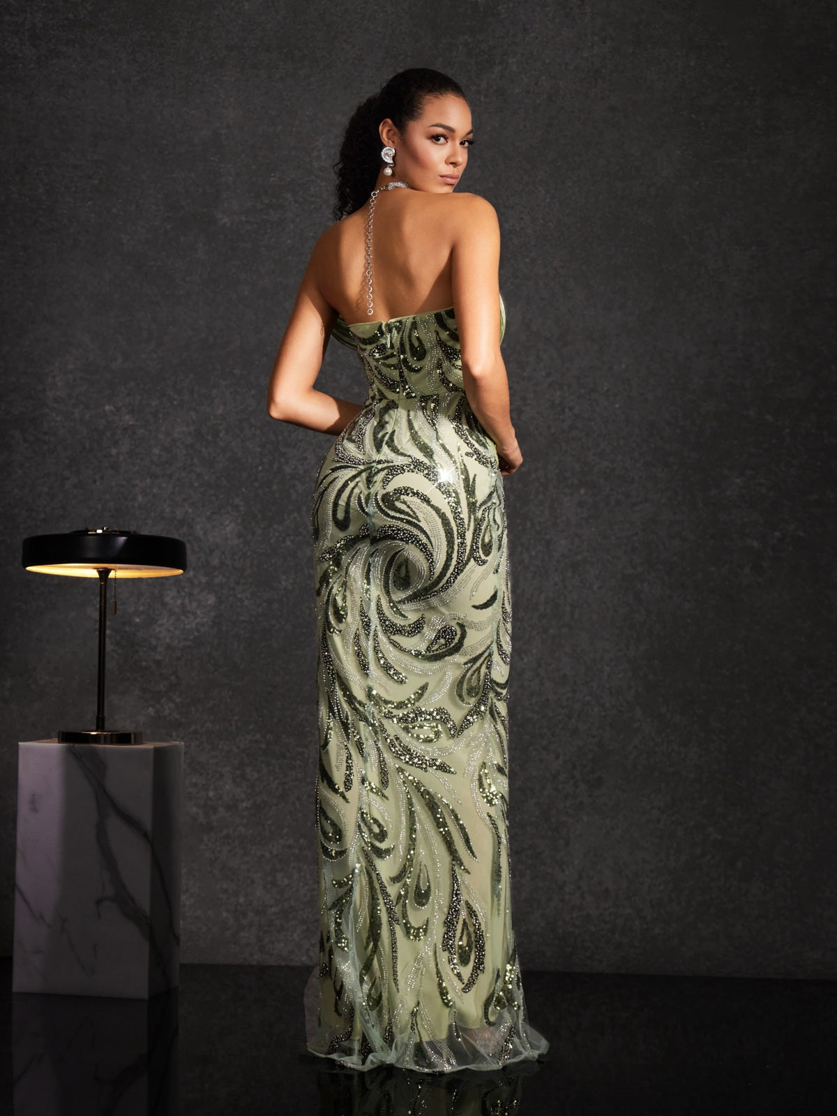 Flick Strapless Rhinestone Maxi Dress