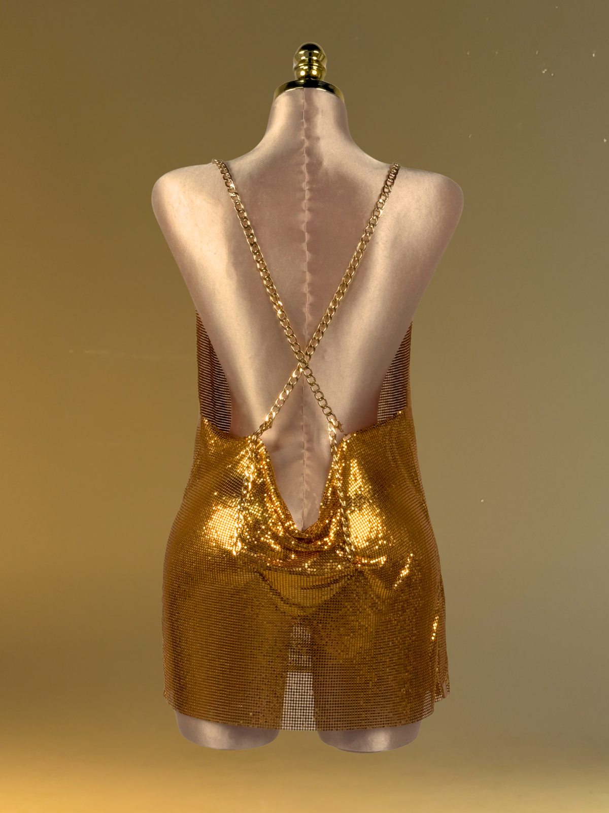 Flores Chainmail Mini Dress In Gold