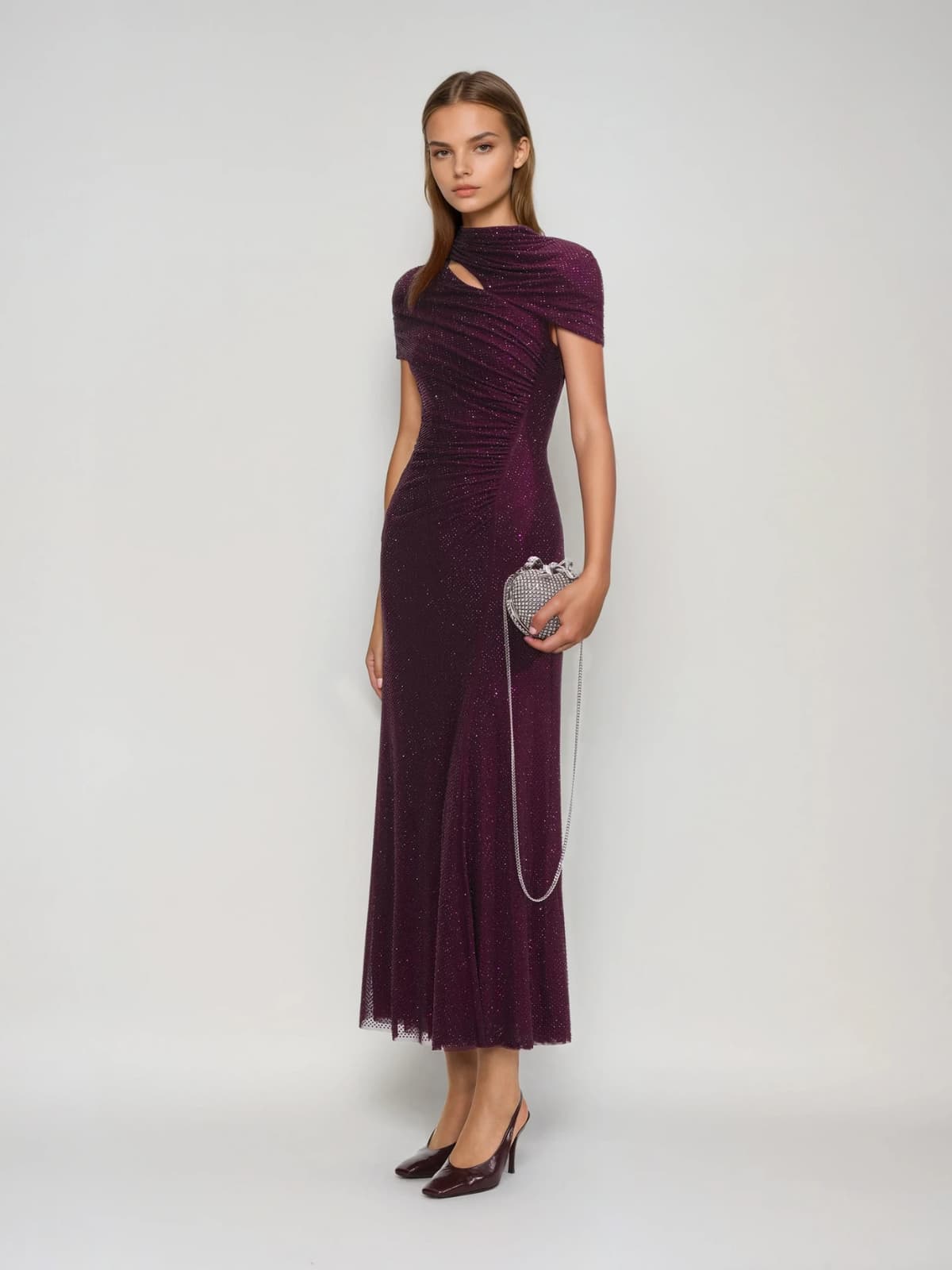 Flynora Rhinestone Maxi Dress In Wine
