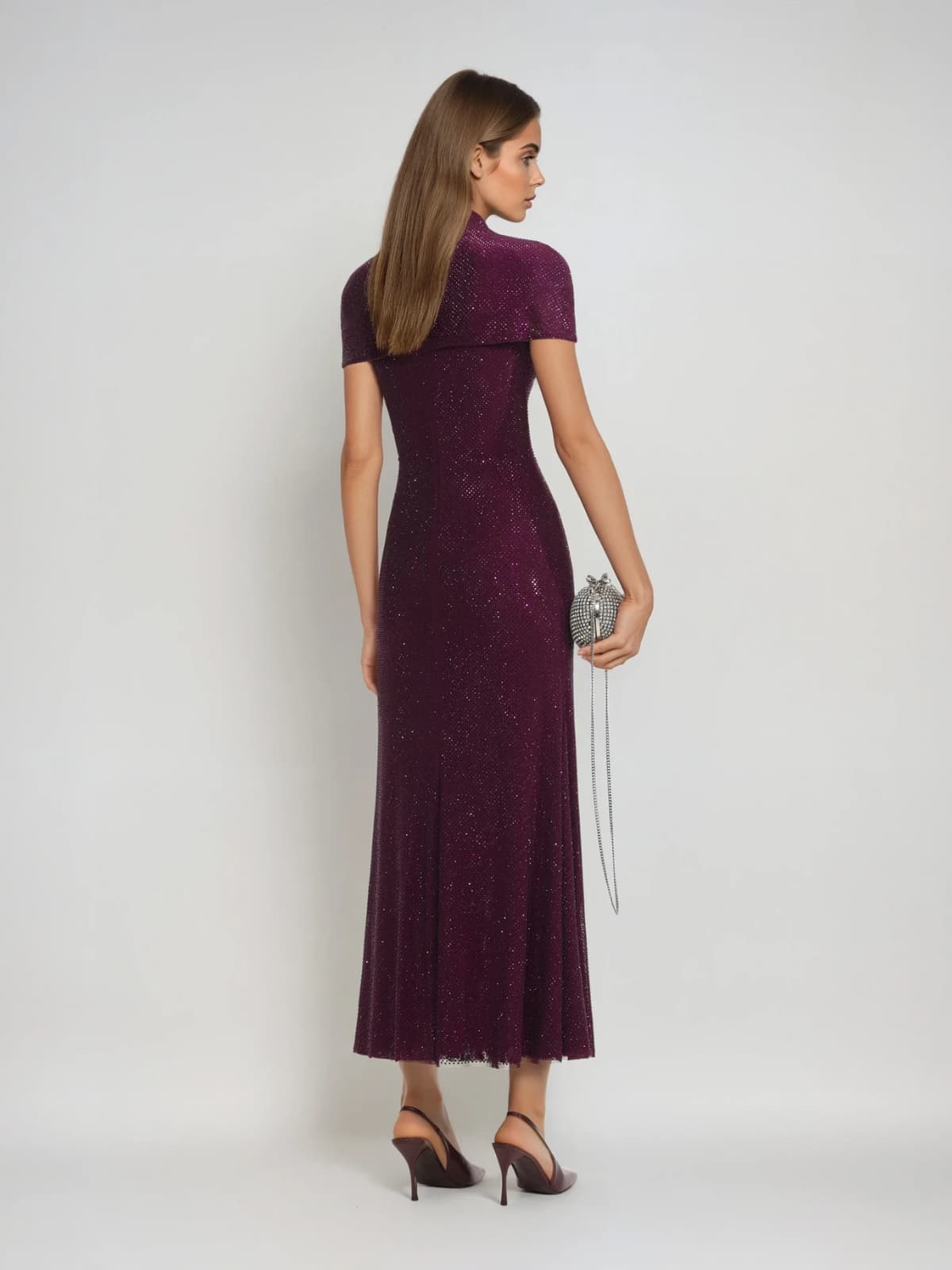 Flynora Rhinestone Maxi Dress In Wine