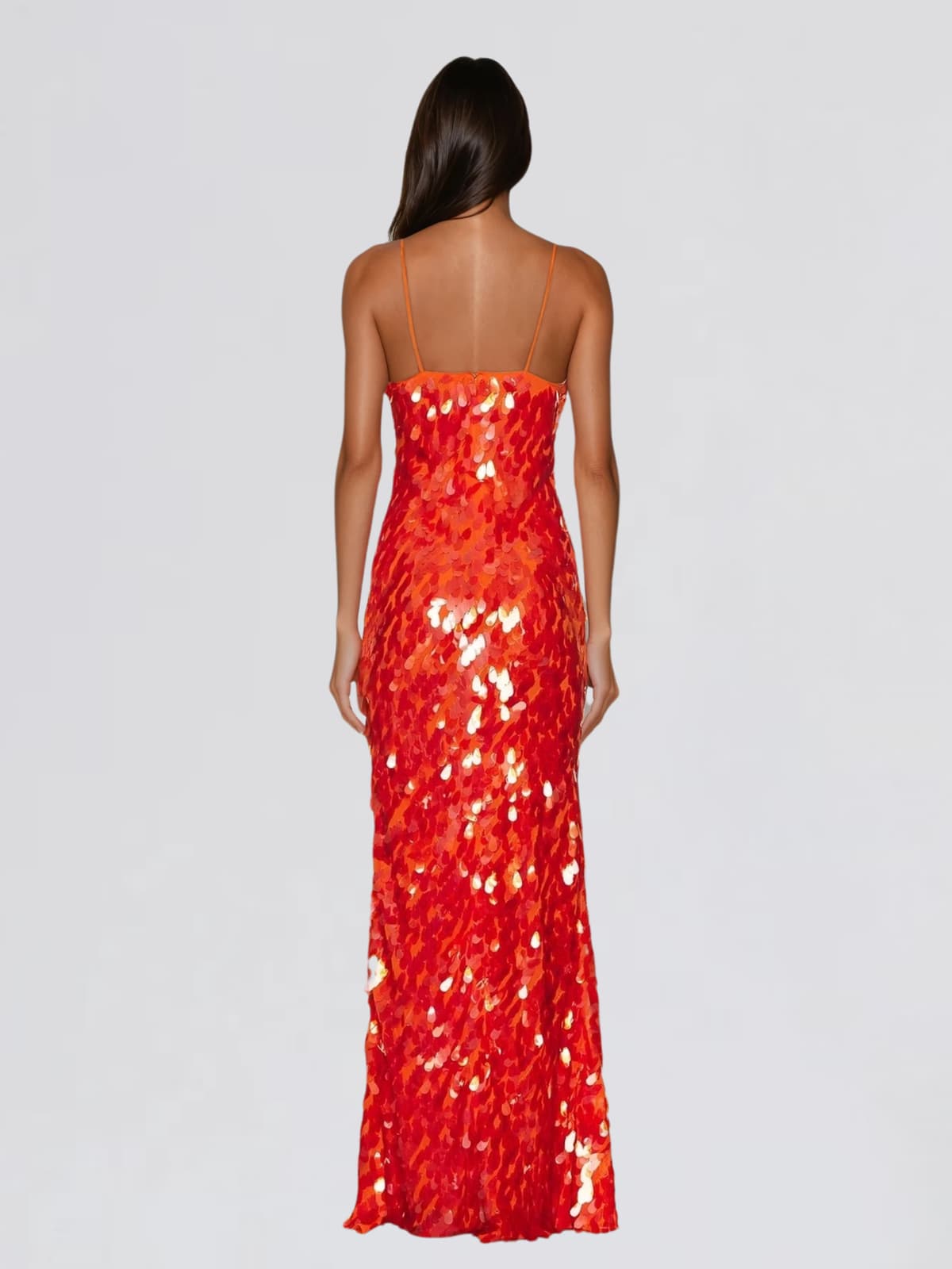 Foryqen Spaghetti Sequin Maxi Dress