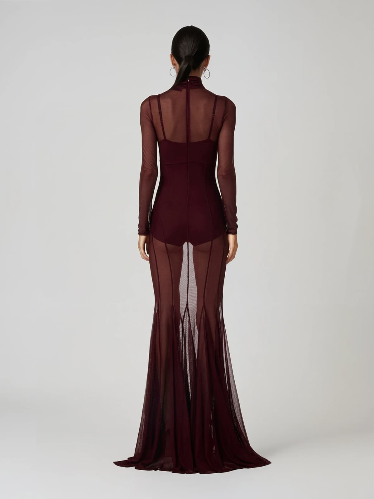 Fynorix High Neck Mesh Flared Dress Set