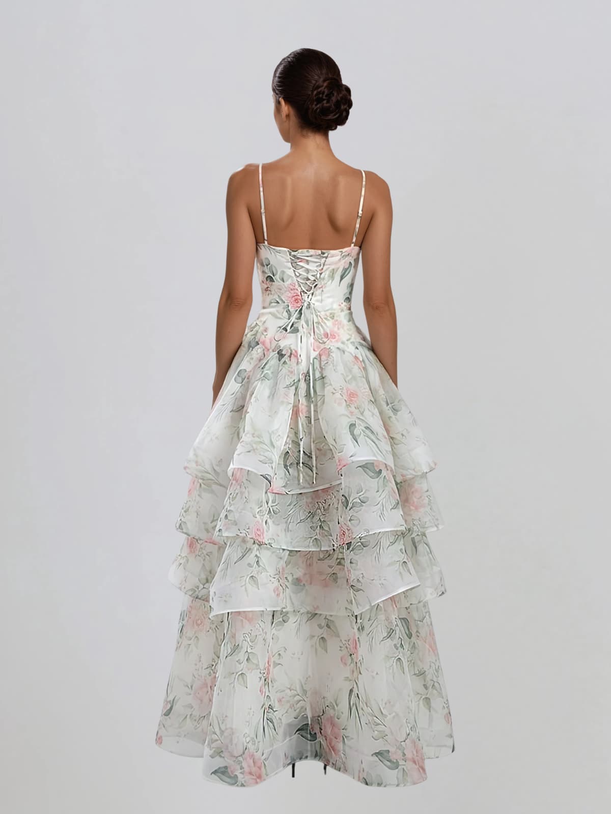 Fyraxen Spaghetti Floral Tiered Maxi Dress