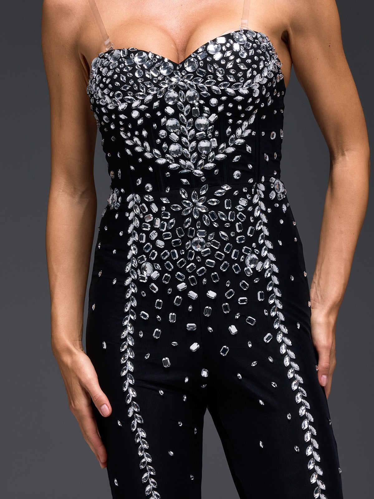 Fyrelion Strapless Crystal Jumpsuit