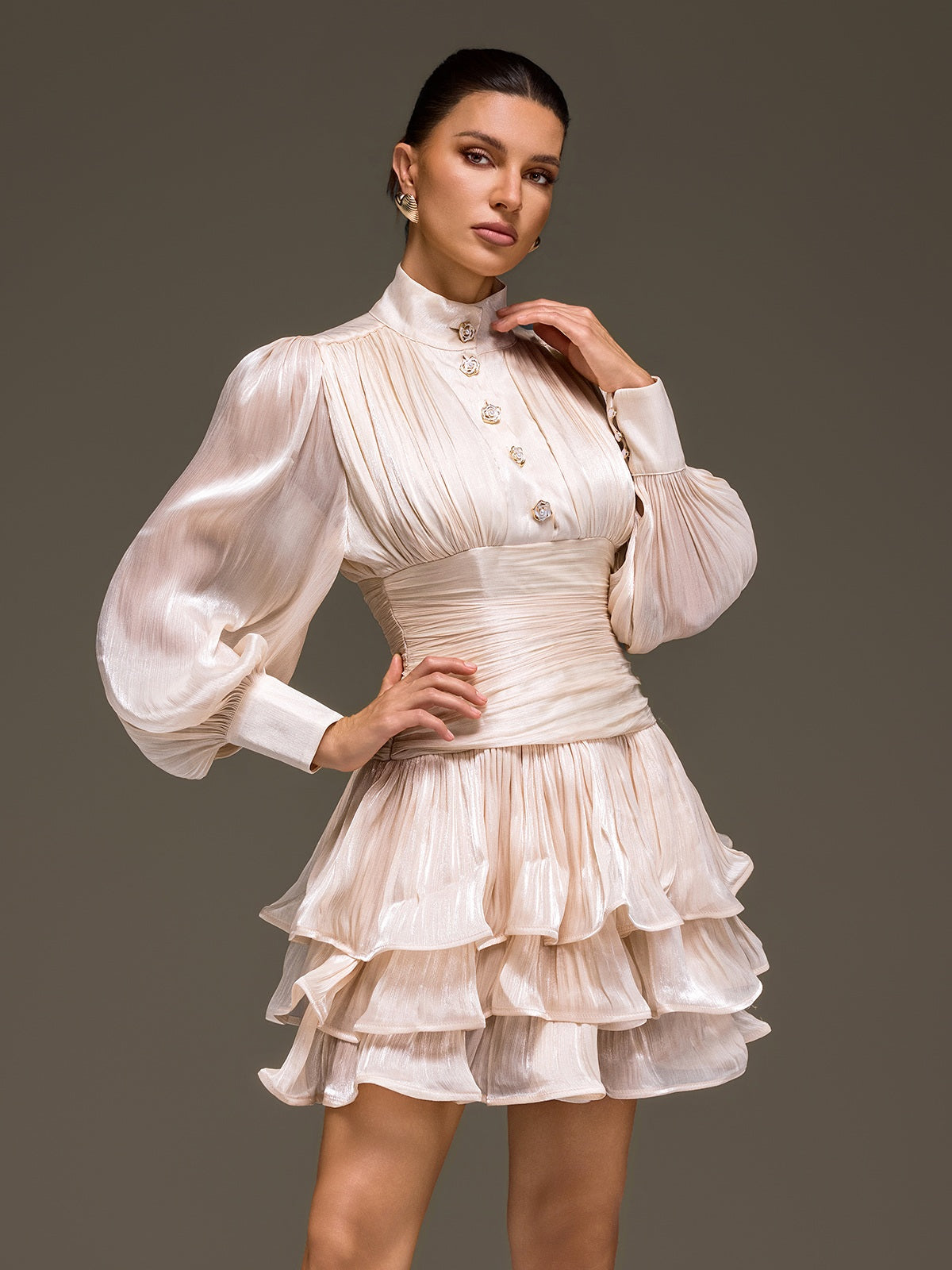 Fyveron Long Sleeve Ruffle Mini Dress