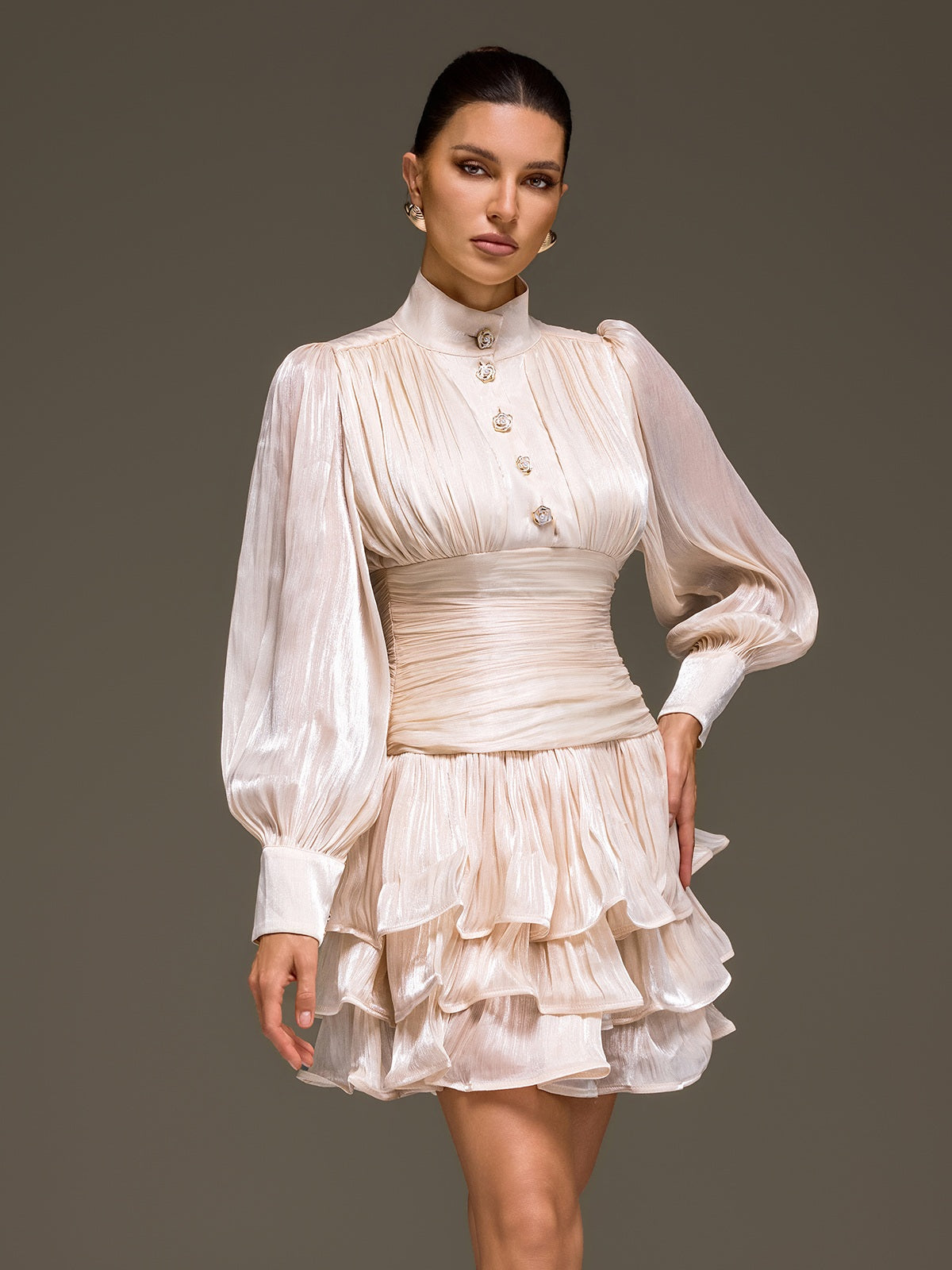 Fyveron Long Sleeve Ruffle Mini Dress