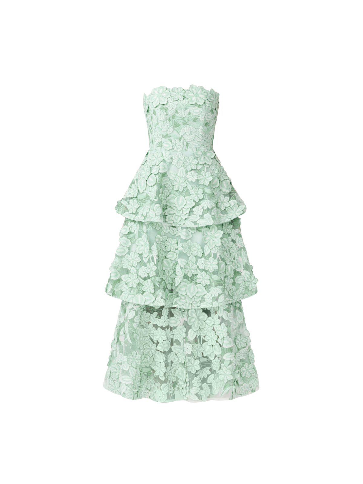 Gaevik Strapless Flower Tiered Maxi Dress