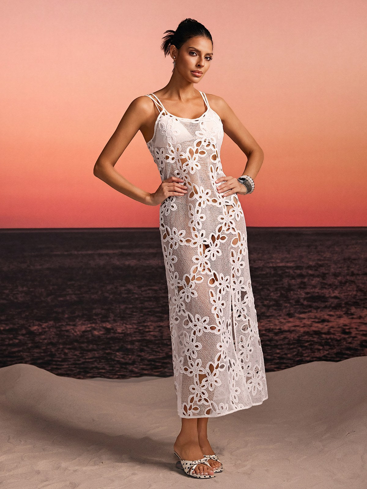 Gintor Spaghetti Cutout Split Cover Up