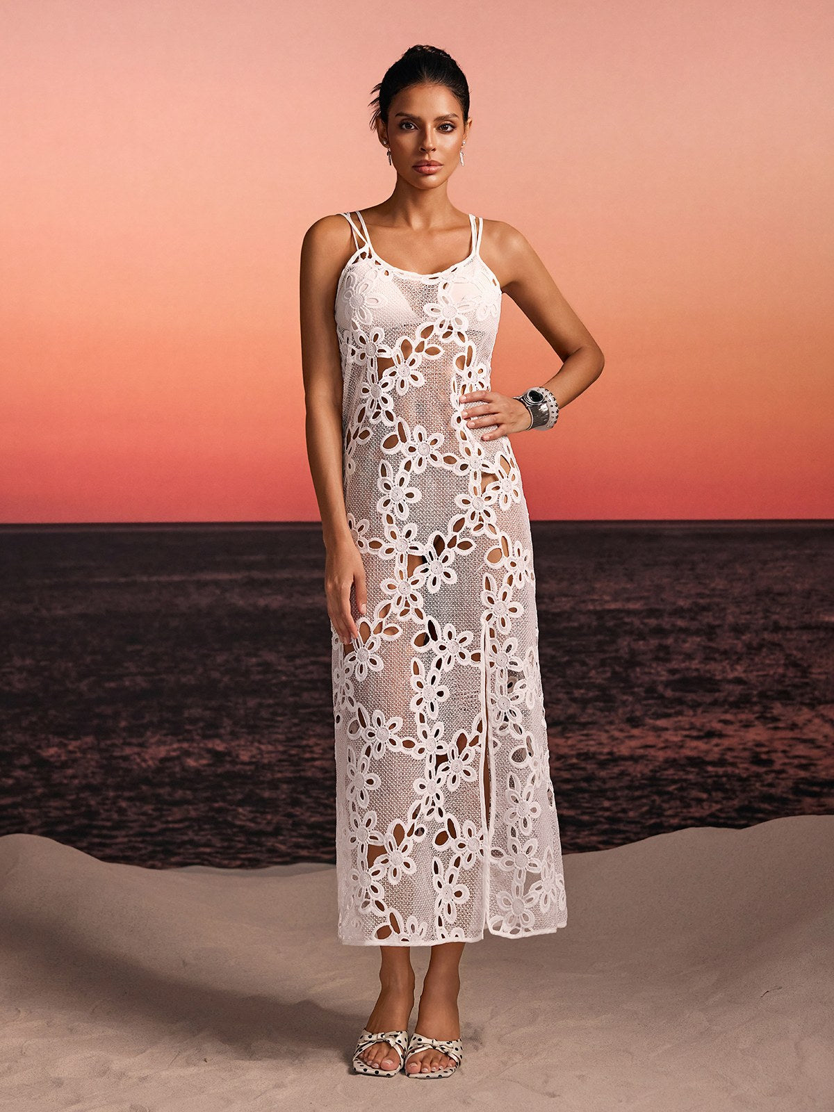 Gintor Spaghetti Cutout Split Cover Up