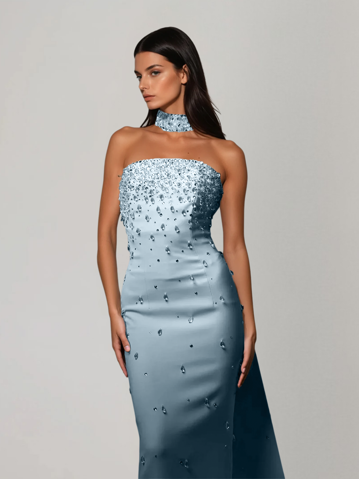 Gireth Draped Crystal Maxi Dress