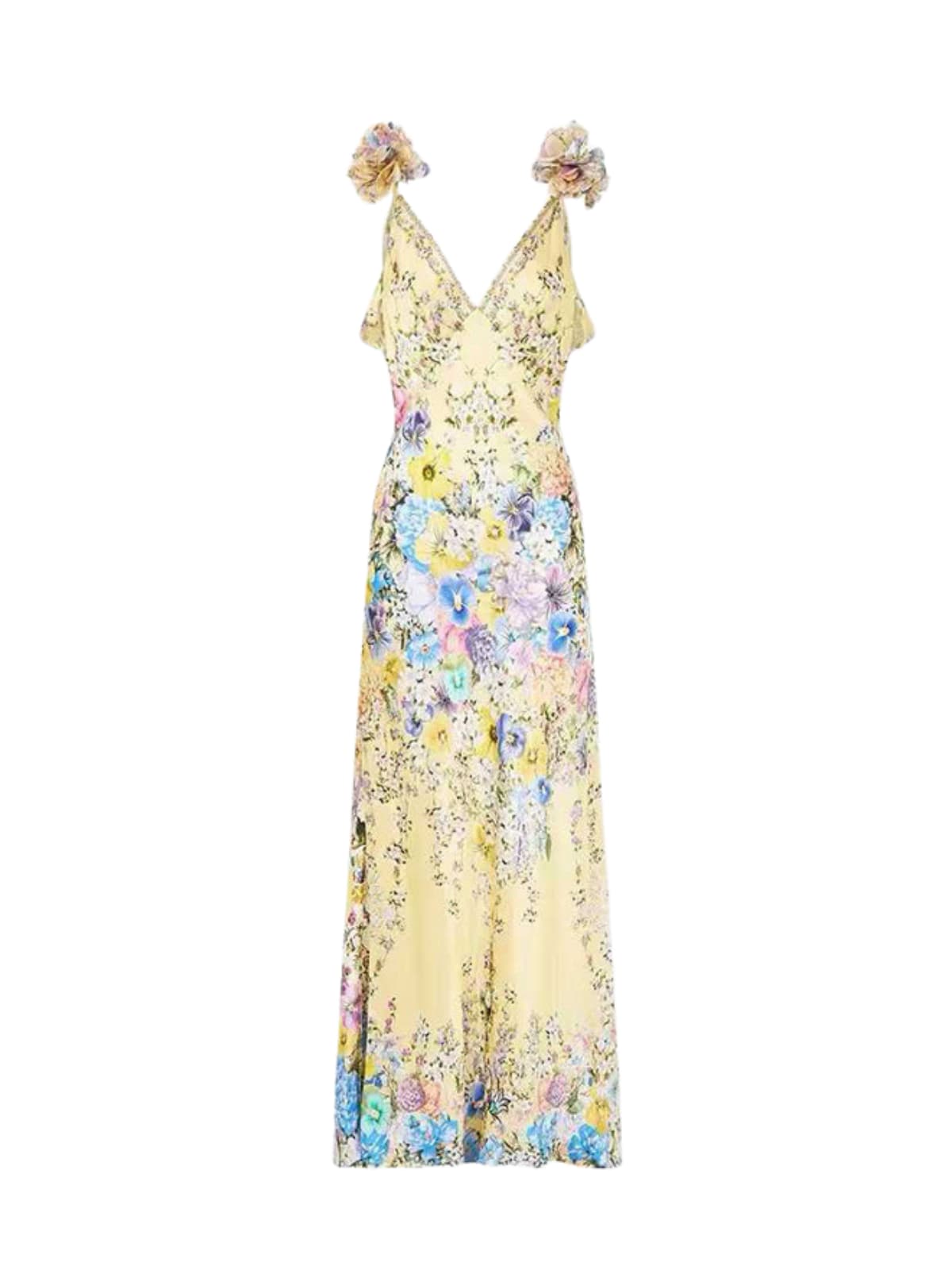 Goril V Neck Flower Maxi Dress