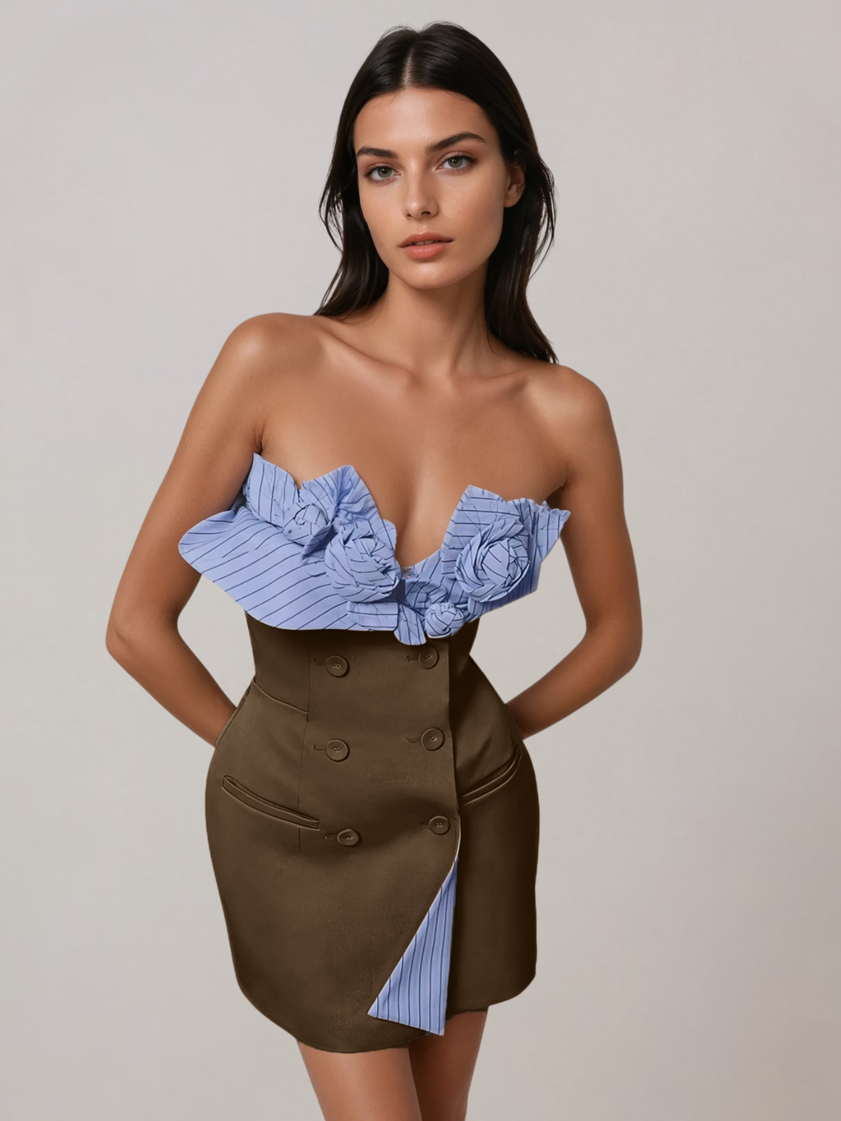Gorlyn Strapless Flower Mini Dress
