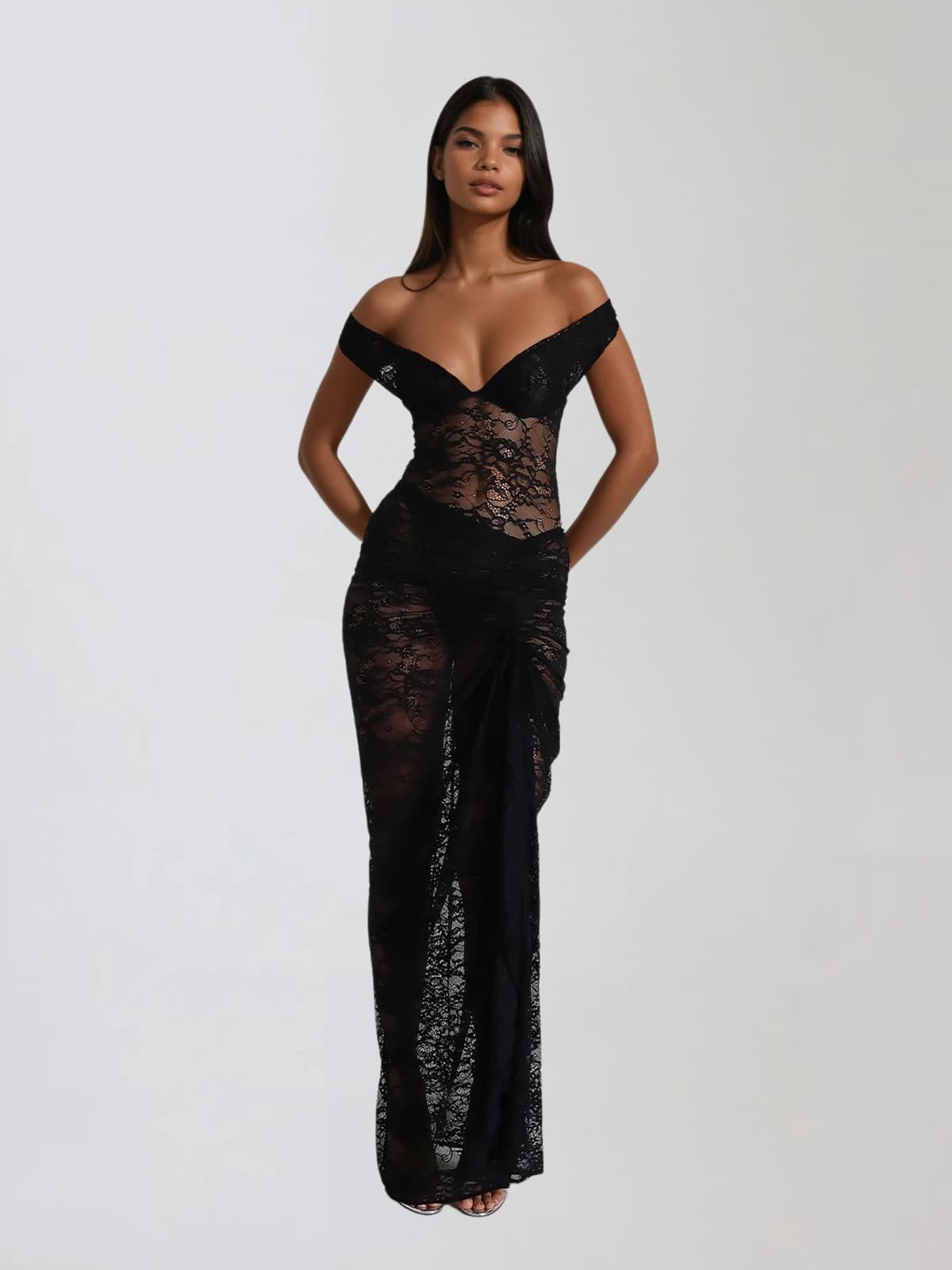 Gorynex Off Shoulder Lace Bodysuit Set