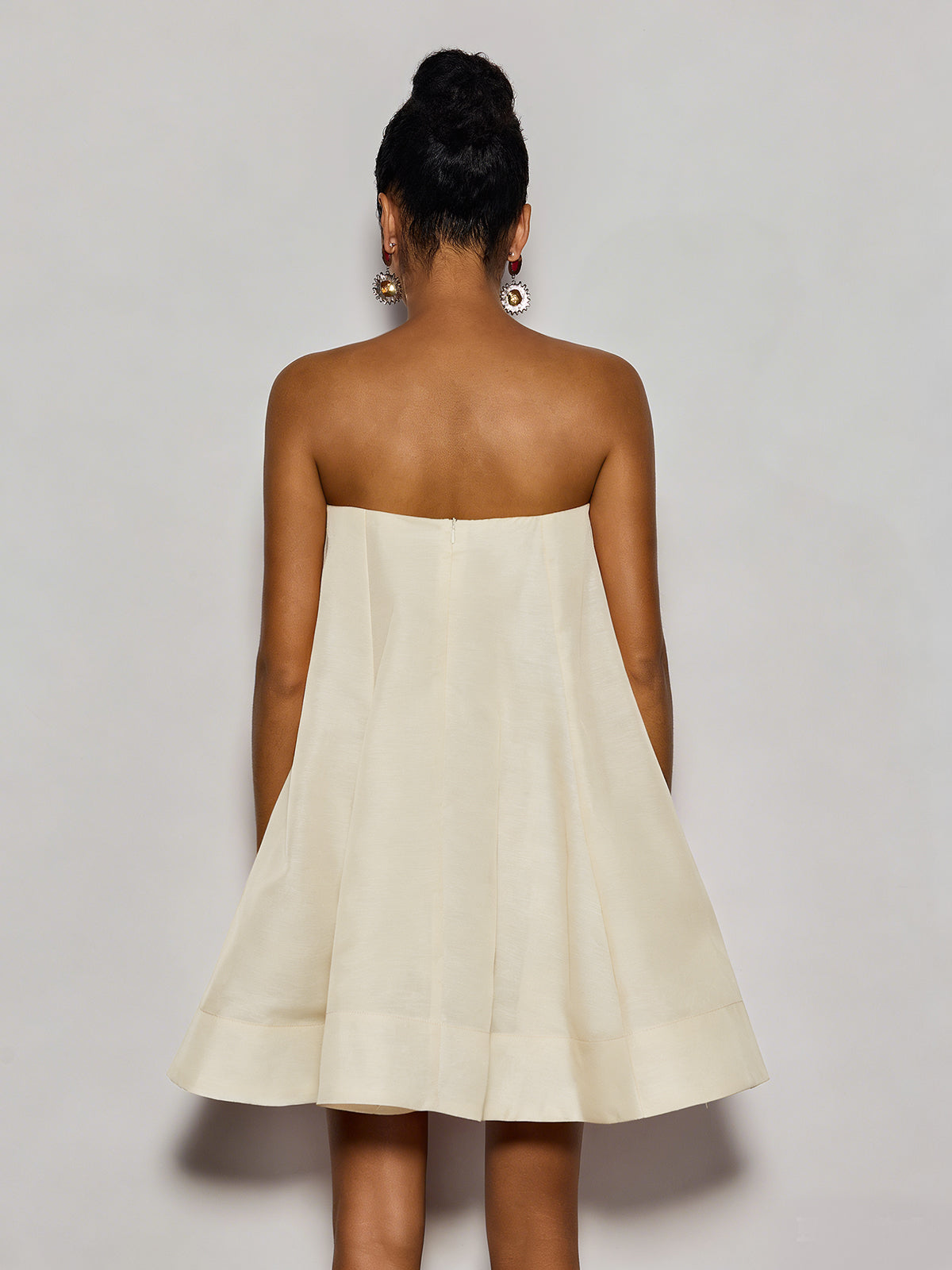 Gratho Strapless Flower Mini Dress In Yellow