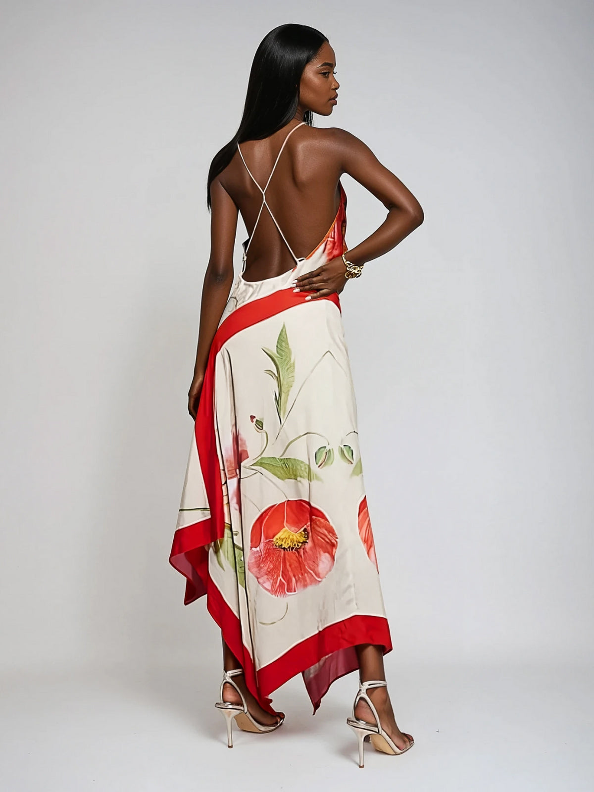Gravira Cowl Neck Floral Maxi Dress
