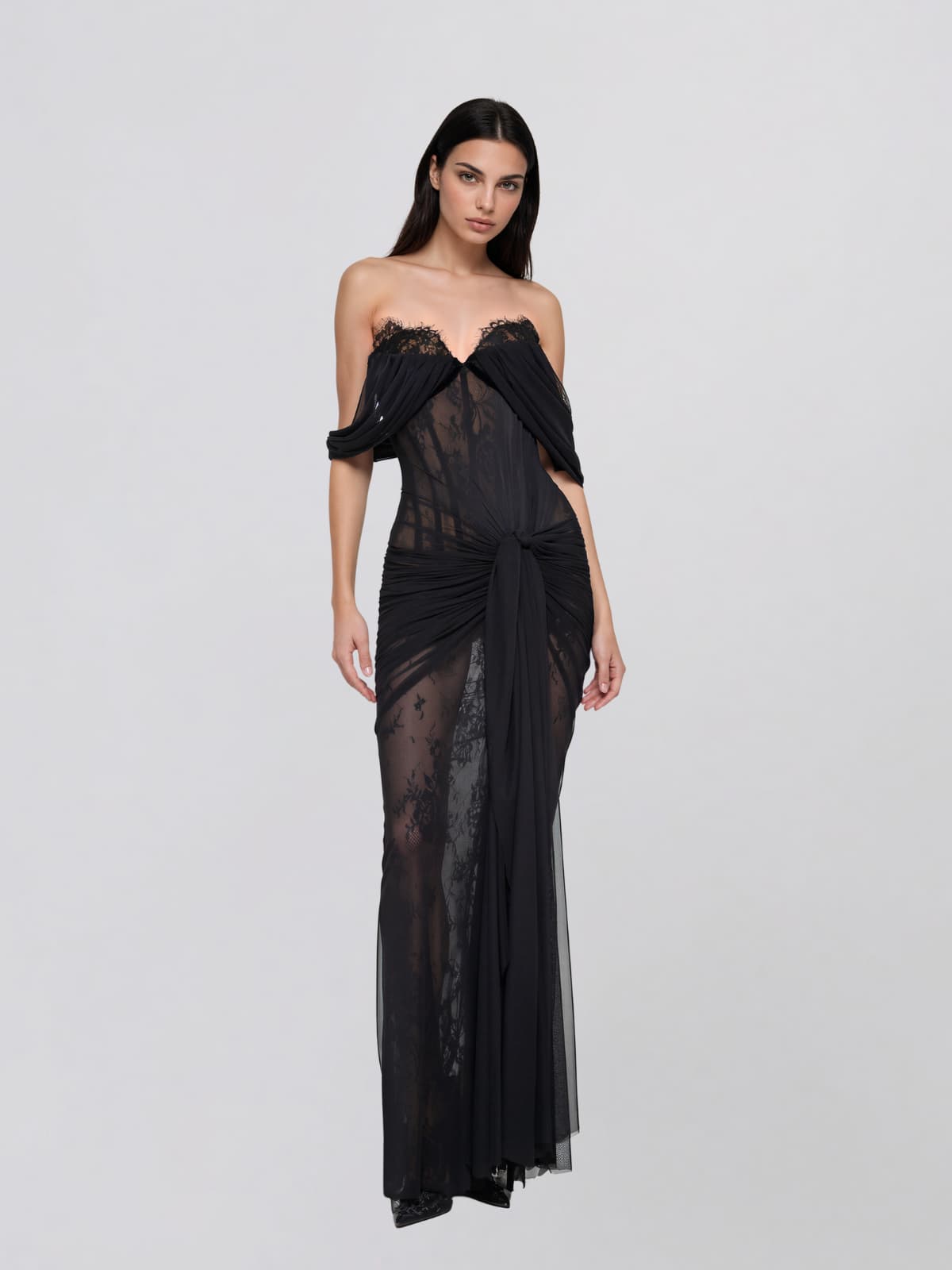Graxiel Off Shoulder Corset Lace Maxi Dress