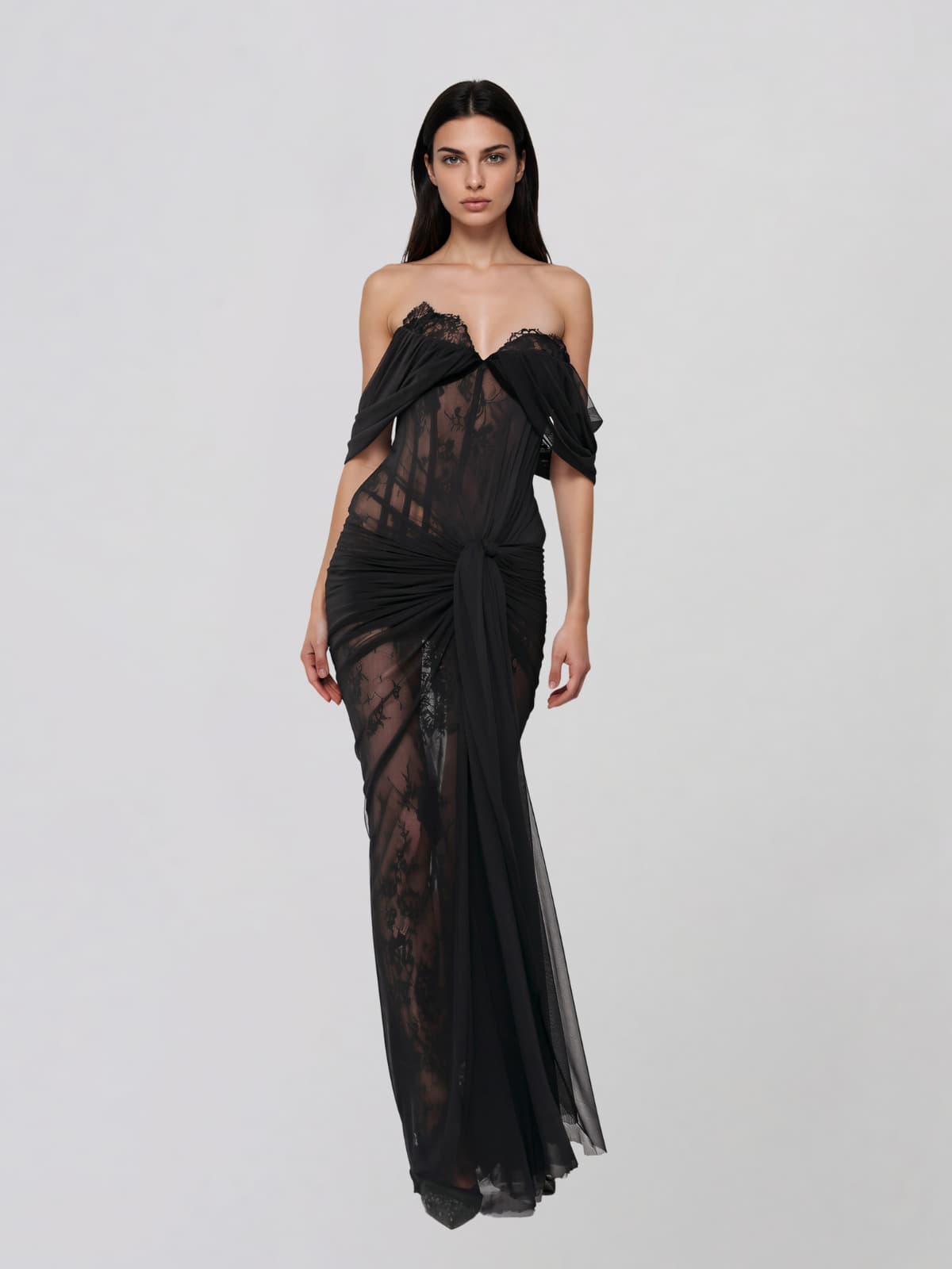 Graxiel Off Shoulder Corset Lace Maxi Dress