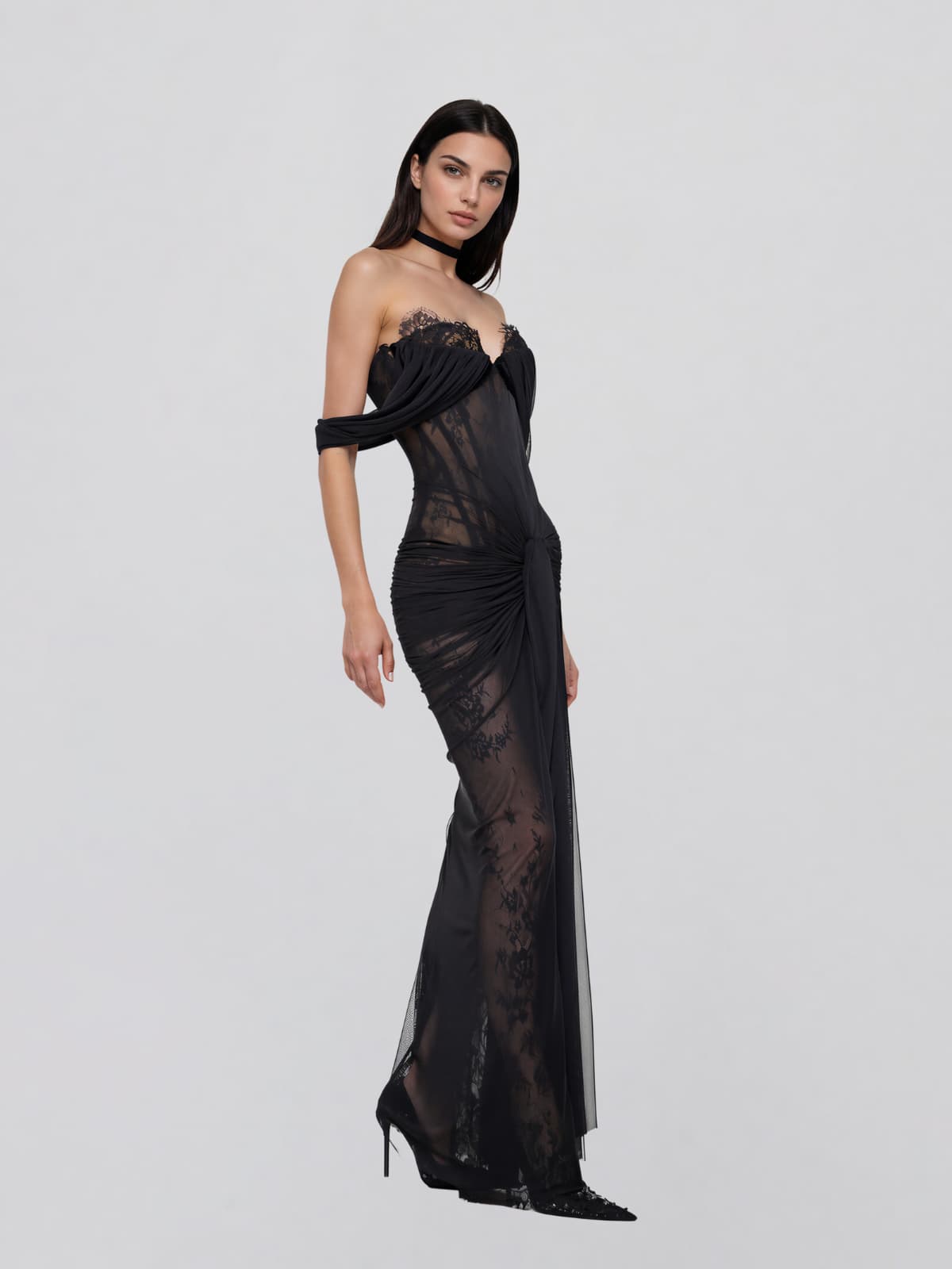 Graxiel Off Shoulder Corset Lace Maxi Dress