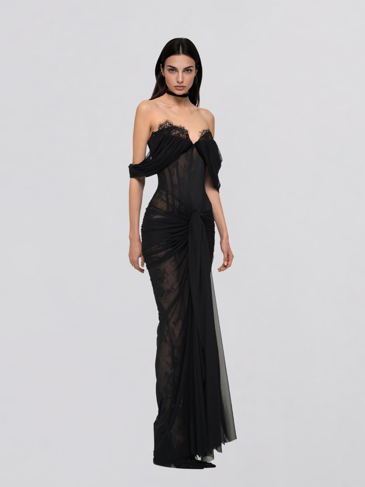 Graxiel Off Shoulder Corset Lace Maxi Dress