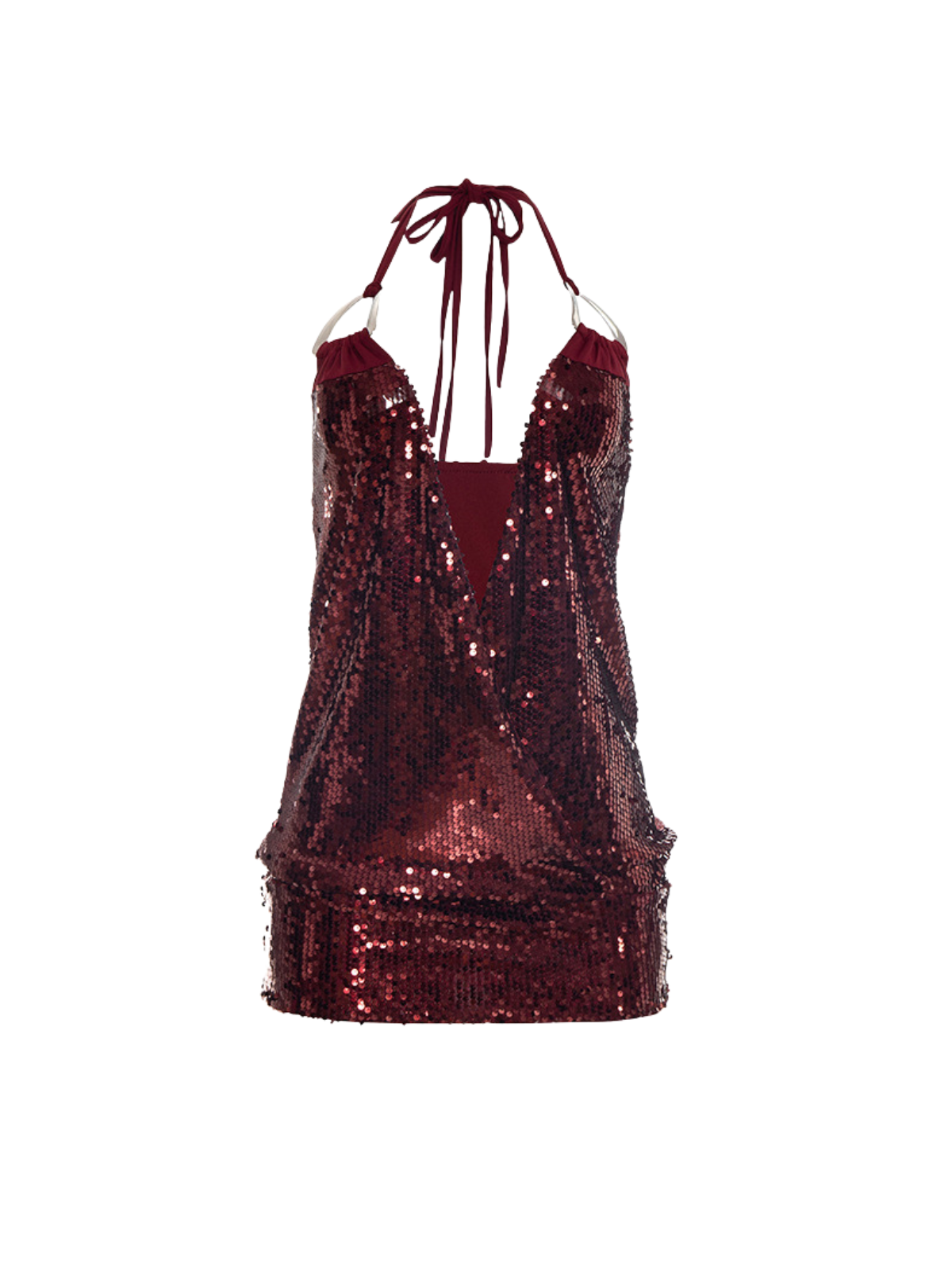 Gryvion Plunge Neck Sequin Mini Dress